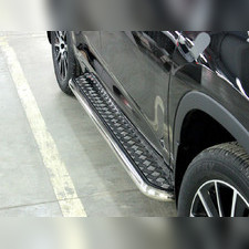 Пороги труба с алюминиевым листом 53 мм Toyota Highlander 2016-2019