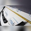 Сплиттер (спойлер) переднего бампера с клыками Kia K5 2020-нв (4 части) "черный глянец"
