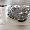 Сплиттер (спойлер) переднего бампера с клыками Toyota Camry V70 2021-нв (черный глянец)