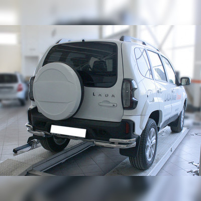 Защита заднего бампера "уголки" 53 / 43 мм Lada Niva Travel 2021-нв