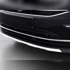 Накладка на передний бампер Volkswagen Tiguan 2020 - 2022 (нержавеющая сталь)