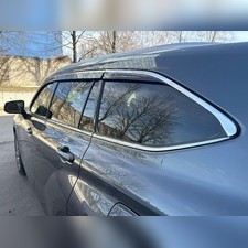 Дефлекторы, ветровики окон с нержавеющим молдингом Toyota Highlander 2020-нв (6 частей)