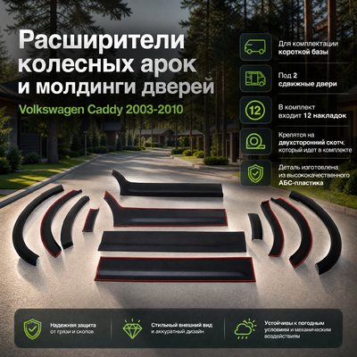 Расширители колесных арок и молдинги дверей Volkswagen Caddy 2003-2010
