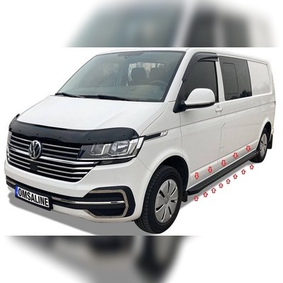 Комплект порогов "Dot Line" Volkswagen T6 Multivan 2015-2020 (короткая база) чёрные