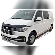 Комплект порогов "Dot Line" Volkswagen T6 Transporter 2015-2020 (короткая база) чёрные