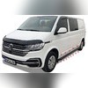 Комплект порогов "Dot Line" Volkswagen T6.1 Transporter 2020-2025 (длинная база) чёрные