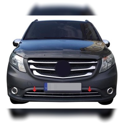 Накладки на передний бампер Mercedes Vito / W 447 (нерж.) 2 шт. (на авто с окнами)