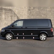 Молдинги на двери Volkswagen T6 Multivan "короткая база, 2 сдвижные двери" (нержавеющая сталь)