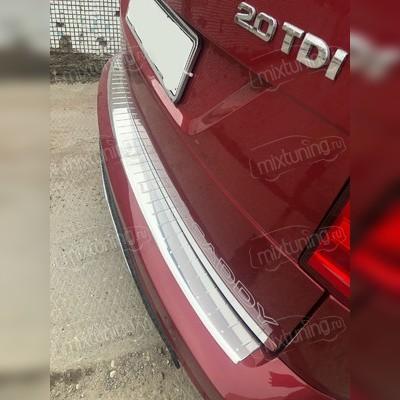 Накладка на задний бампер с загибом Volkswagen Caddy 2015-2020 (нержавеющая сталь)