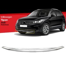 Накладка на передний бампер Volkswagen Tiguan 2020-2023 (нержавеющая сталь, матированная)