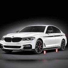 Пороги "Performance" , Элероны на пороги BMW 3 (F30) 2012-2018 (ABS чёрный глянец)