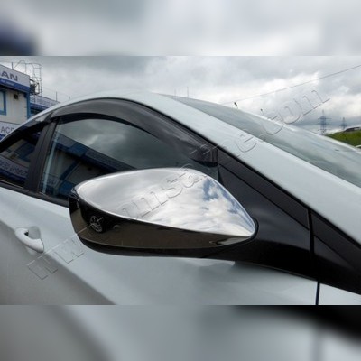 Накладки на зеркала (нержавеющая сталь) Hyundai Elantra 2011-2015 (без поворотников)