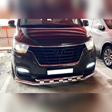Защита переднего бампера двойная с перемычками Hyundai Grand Starex H1 2018-2021