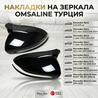 Накладки на зеркала Mercedes-Benz GLC-Coupe (C253) 2016-2019 (ABS, чёрный глянец)