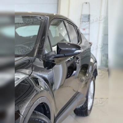 Накладки на зеркала Toyota C-HR 2017-2022 (ABS пластик ,чёрный глянец)