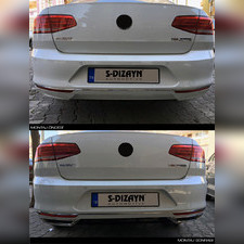 Фальш диффузор на задний бампер Volkswagen Passat B8 SD 2015-2019 "R Line Still" (нержавеющая сталь)