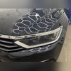 Верхние накладки на фары и капот (реснички) Volkswagen Passat B8 SD 2019-2023 (нержавеющая сталь)