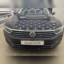 Верхние накладки на фары и капот (реснички) Volkswagen Passat B8 SD 2019-2023 (нержавеющая сталь)