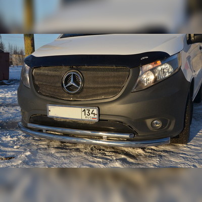 Защита переднего бампера двойная (диаметр трубы 60/42 мм) Mercedes-Benz Vito 2014-нв