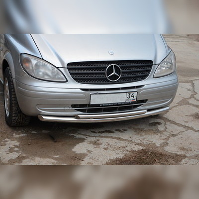 Защита переднего бампера двойная (диаметр труб 60/42 мм) Mercedes-Benz Vito (W639) 2003-2014