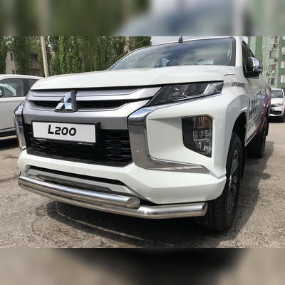 Защита переднего бампера двойная (диаметр трубы 76/60 мм) Mitsubishi L200 2019-2023