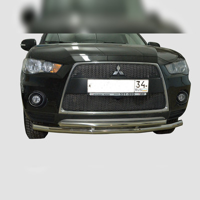 Защита переднего бампера двойная (диаметр трубы 60/42 мм) Mitsubishi Outlander XL 2010-2011