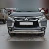 Защита переднего бампера двойная (диаметр трубы 76/60 мм) Mitsubishi Pajero Sport III 2017-2020