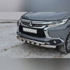 Защита переднего бампера двойная с пластинами Mitsubishi Pajero Sport III 2017-2020