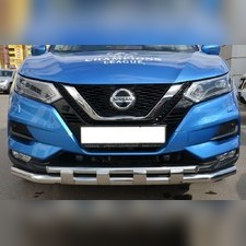 Защита переднего бампера двойная с перемычками Nissan Qashqai II 2017-2021