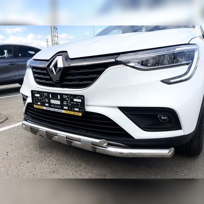 Защита переднего бампера двойная с перемычками Renault Arkana 2019-нв