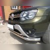 Защита переднего бампера двойная, с двумя подгибами Renault Duster 2015-2020