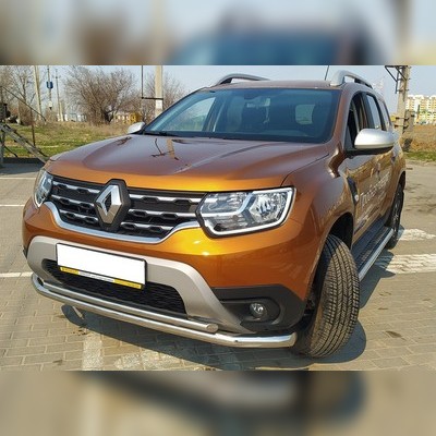 Защита переднего бампера двойная (диаметр трубы 60/42 мм) Renault Duster 2021-нв