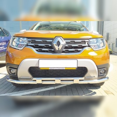 Защита переднего бампера двойная с перемычками Renault Duster 2021-нв