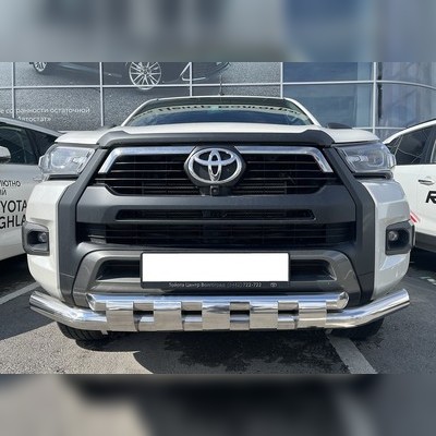 Защита переднего бампера двойная с перемычками Toyota Hilux Black Onyx 2021-нв