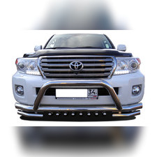 Защита переднего бампера «акула» + скоба Toyota Land Cruiser 200 2007-2012