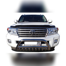 Защита переднего бампера скоба низкая + "акула" Toyota Land Cruiser 200 2007-2012