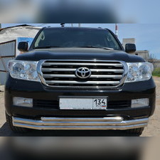 Защита переднего бампера тройная Toyota Land Cruiser 200 2007-2012