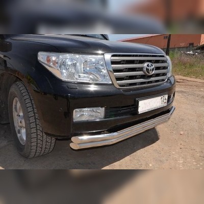 Защита переднего бампера двойная (диаметр трубы 60/60 мм) Toyota Land Cruiser 200 2007-2012