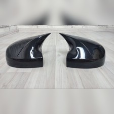 Накладки на зеркала (ABS чёрный глянец) Renault Sandero 2012-2020