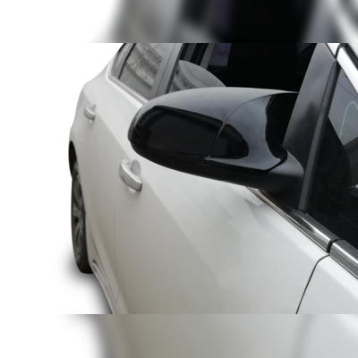 Накладки на зеркала (ABS чёрный глянец) Renault Talisman 2015-нв