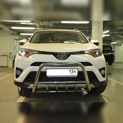 Защита переднего бампера скоба низкая + акула Toyota RAV4 (XA40) 2015-2018