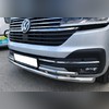 Защита переднего бампера двойная (диаметр трубы 60/42 мм) Volkswagen T6.1 Multivan 2020-нв