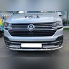 Защита переднего бампера двойная (диаметр трубы 60/42 мм) Volkswagen T6.1 Multivan 2020-нв