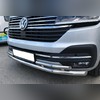 Защита переднего бампера двойная (диаметр трубы 60/42 мм) Volkswagen T6.1 Caravelle 2020-нв