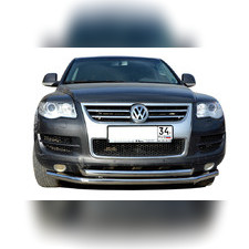 Защита переднего бампера двойная (диаметр трубы 60/60 мм) Volkswagen Touareg 2007-2010