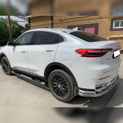 Защита заднего бампера угловая большая Haval F7X 2019-2022