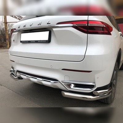 Защита заднего бампера угловая двойная Haval F7X 2019-2022