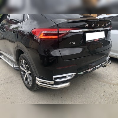 Защита заднего бампера двойная (диаметр трубы 60/42 мм) Haval F7X 2019-2022