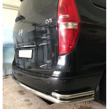 Защита заднего бампера угловая большая двойная Hyundai Grand Starex H1 2015-2018