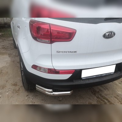 Защита заднего бампера угловая двойная Kia Sportage 2010-2015